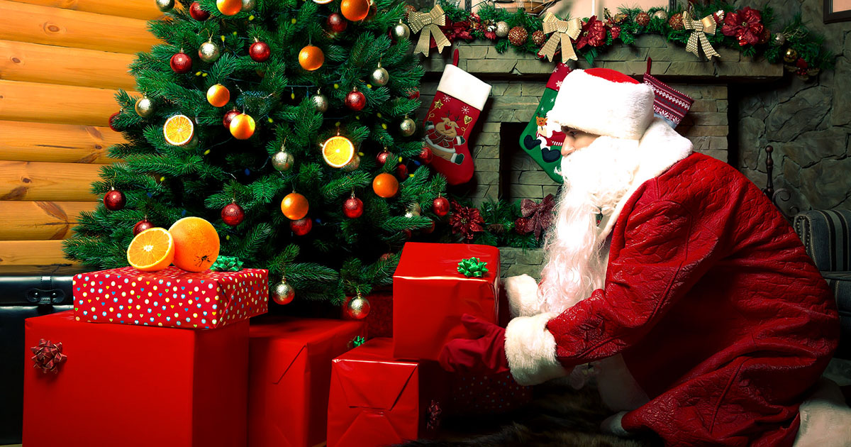 Santa Claus Brings Oranges for Christmas